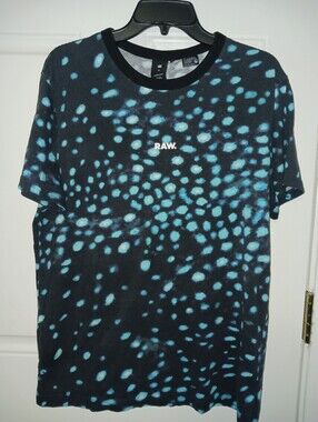 G-Star RAW Black Tee with Blue Aqua Spot Print
